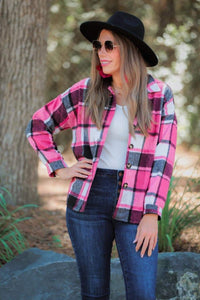 Bright Pink Plaid Shacket