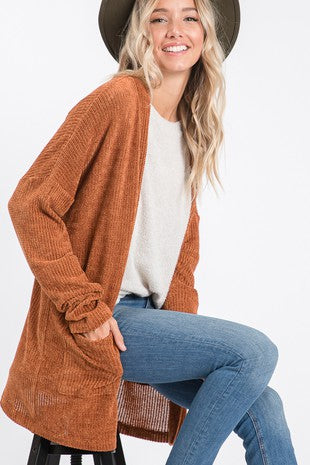 Rust Soft Long Cardigan