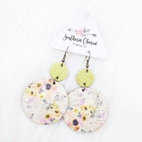 Yellow Floral Cork Earrings