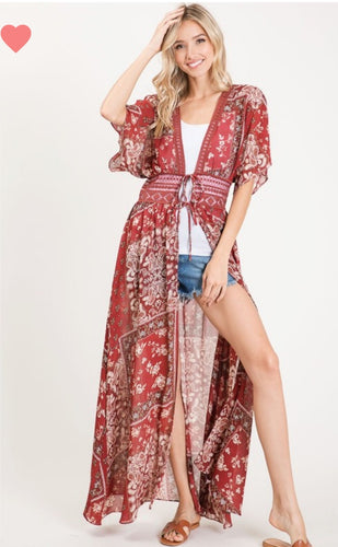 Open Front Rust Boho Duster