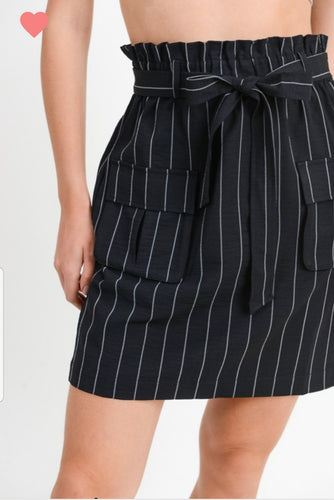 Pinstriped Paper Bag Skirt