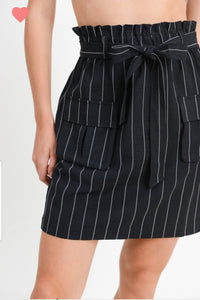 Pinstriped Paper Bag Skirt