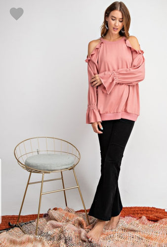 Rose Cold Shoulder Sweatshirt