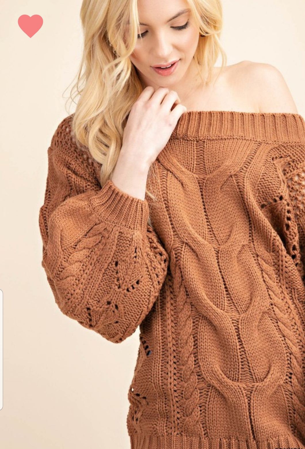 Camel Puff Sleeve Sweater