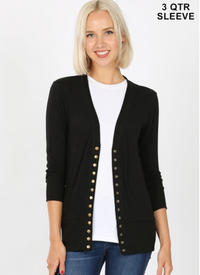 Black Multi-Buttoned Cardigan