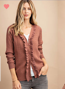 Marsala Frill detail Cardigan