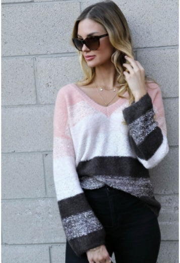 Pink & Brown Sequin Sweater