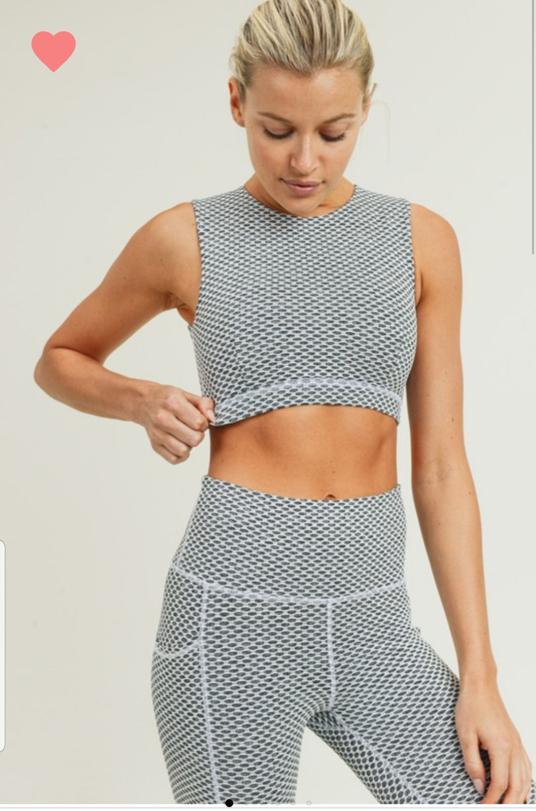 Grey Hexagon Jacquard Sports Bra