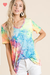 Tie-Dye V Neck Tee