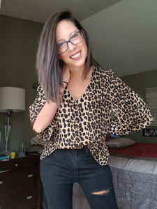 Leopard Bell Sleeve Top