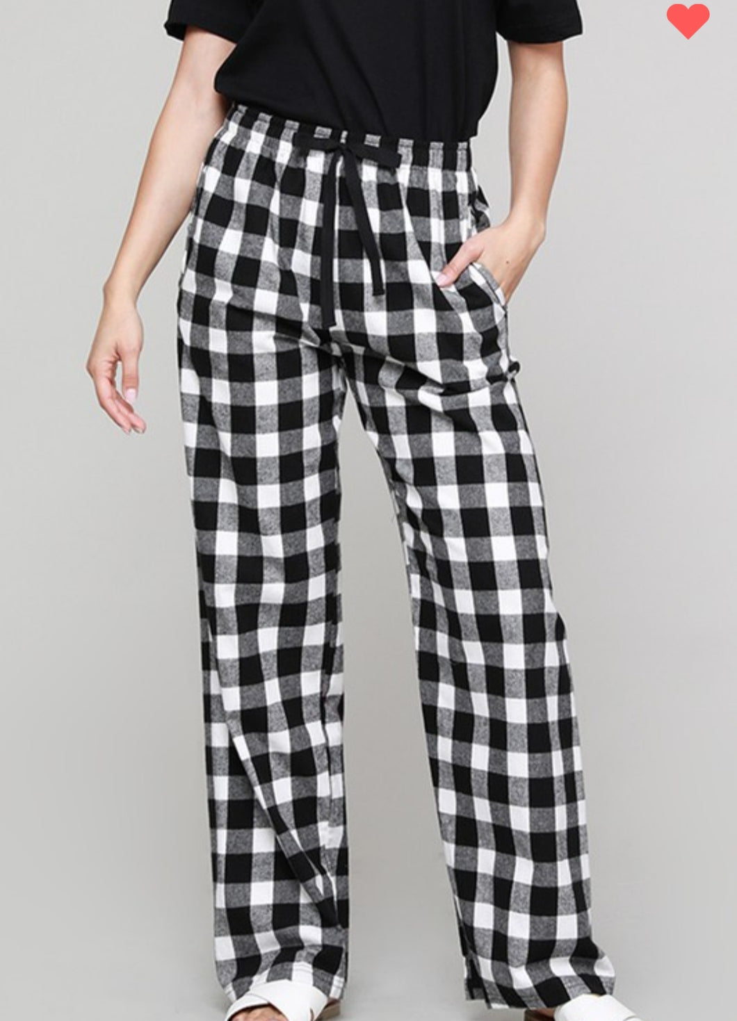 Black & White Buffalo Plaid Flannel Pants