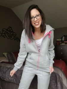 Heather Grey & Pink Hoodie