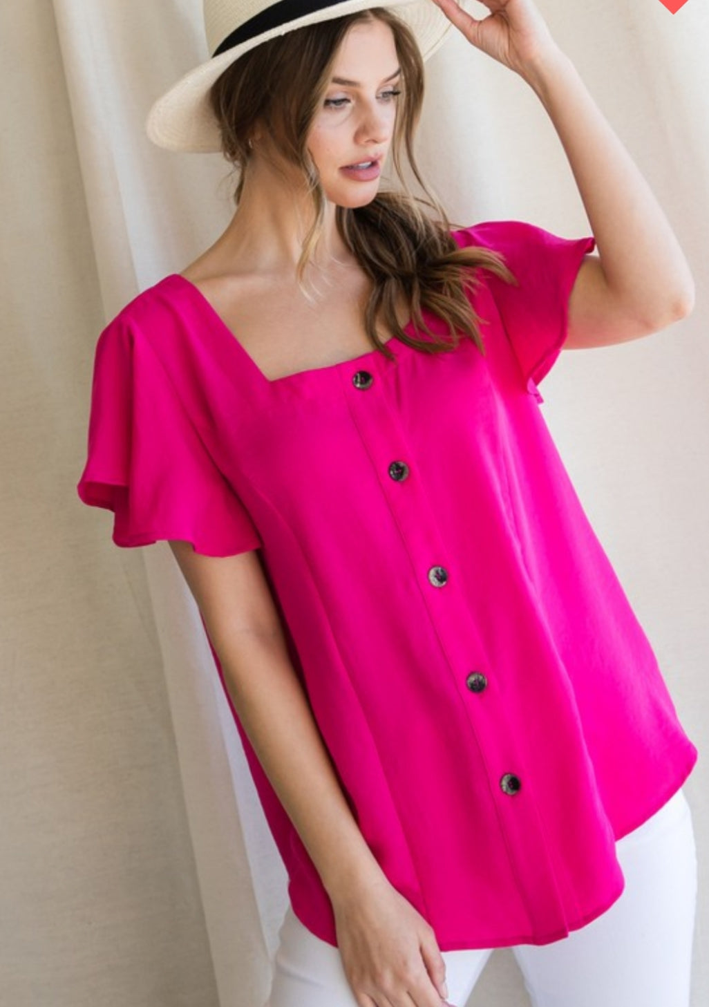 Hot Pink Button Down Top