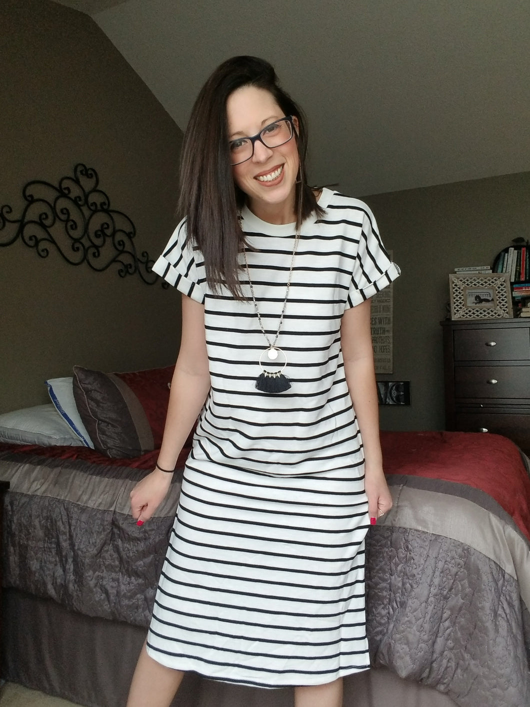 Black & White Striped Oversized Dress