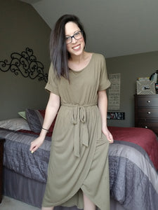 Olive Long Wrap Dress