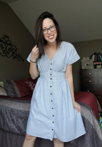 Blue Striped A Line Dress