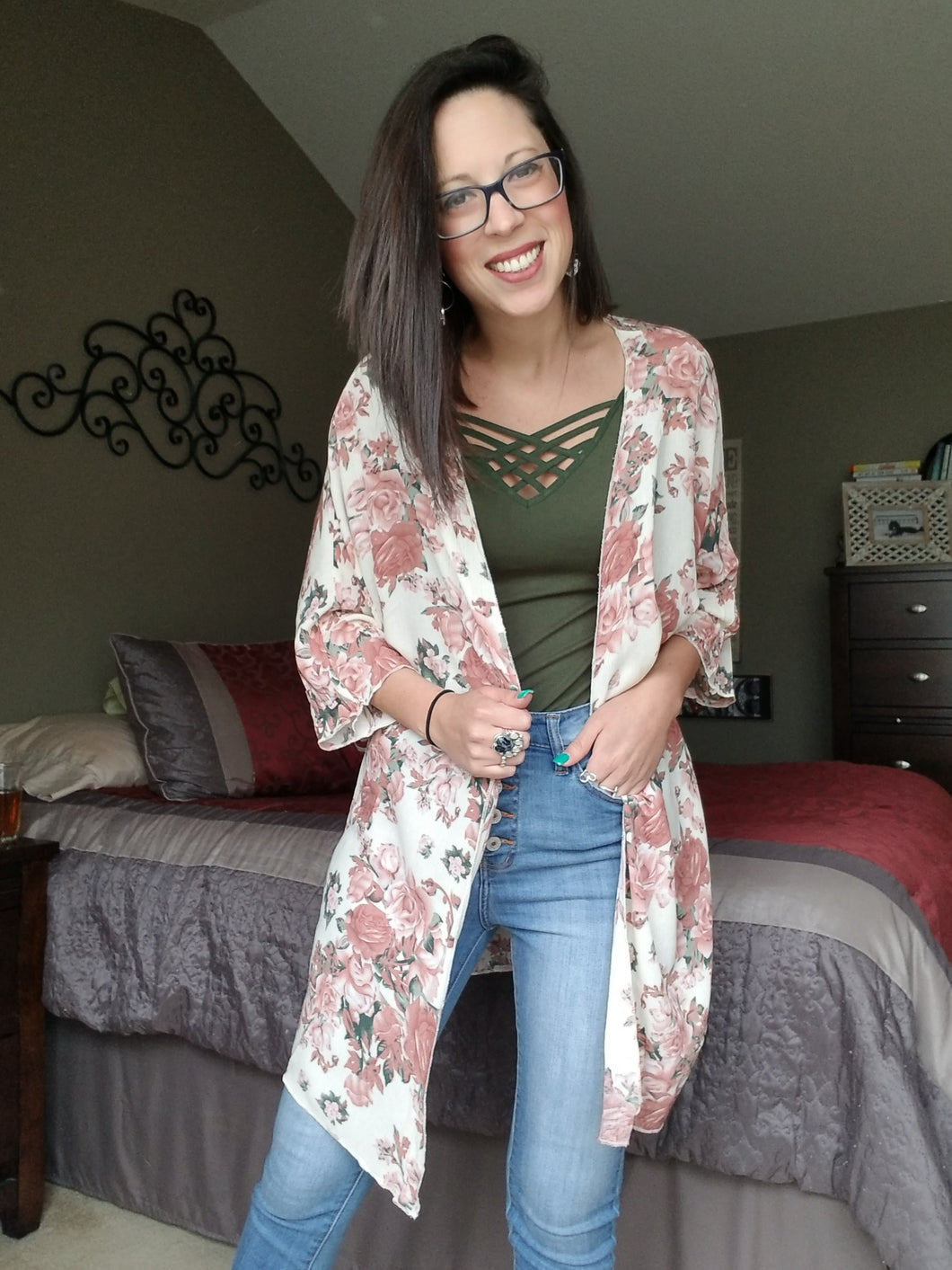 Cream Floral Kimono