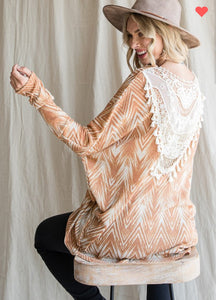 Rust Aztec Crochet Kimono