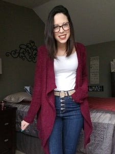 Burgundy Soft Draped Cardigan