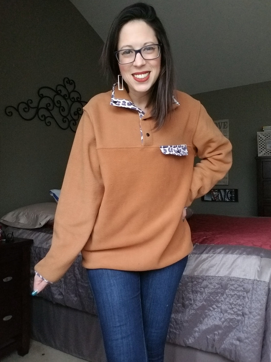 Camel & Leopard Fleece Pullover