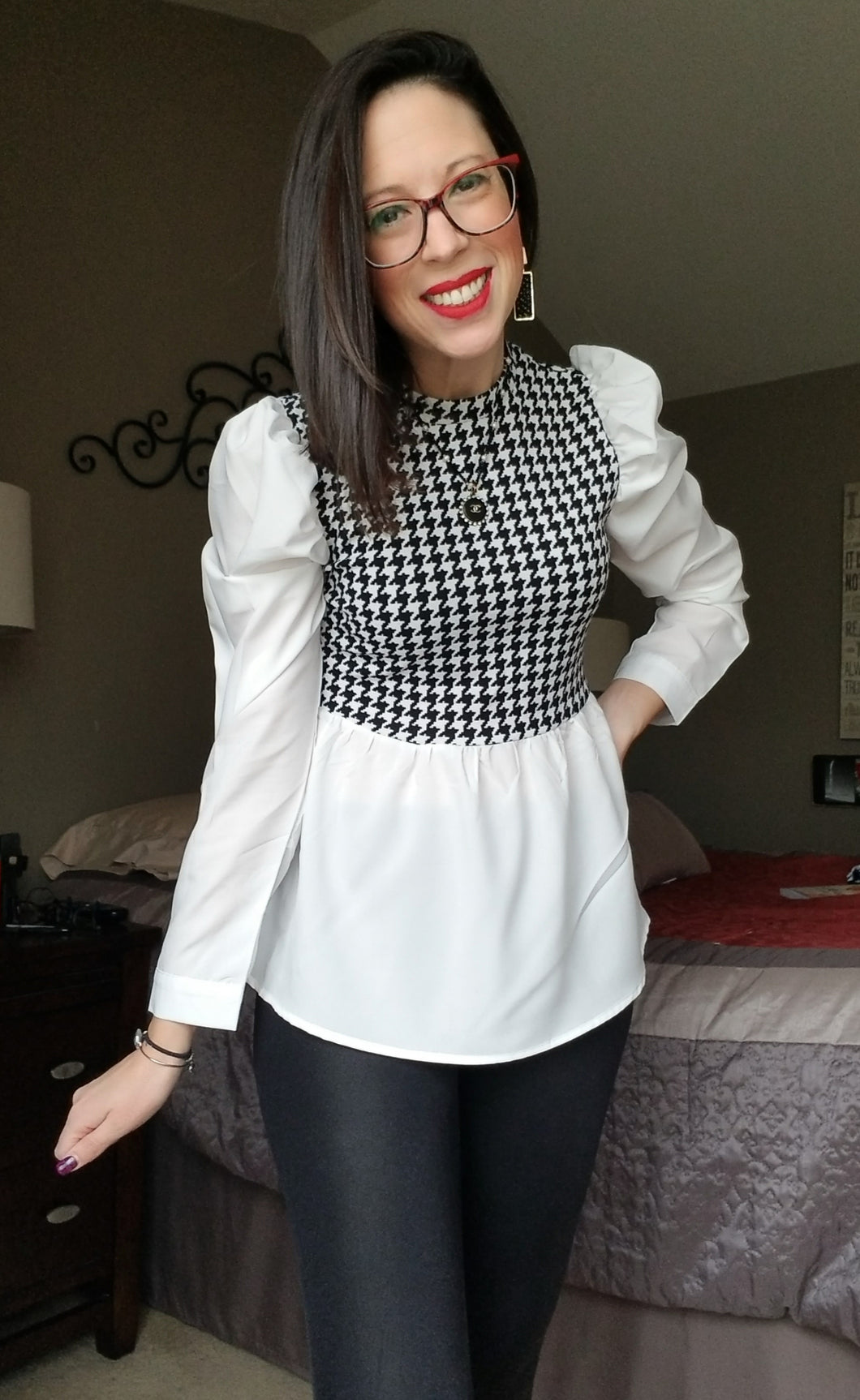 Houndstooth Flare Top