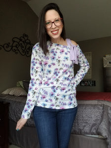 Purple Floral Tie Top