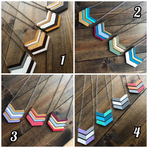 Wooden Chevron Necklaces