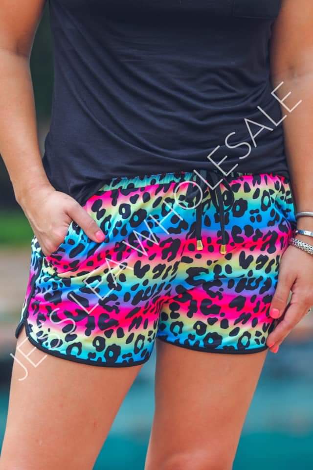 Rainbow Leopard Shorts