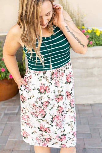 Hunter Green Floral Dress