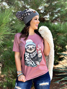 Mauve Snowy Sloth Tee