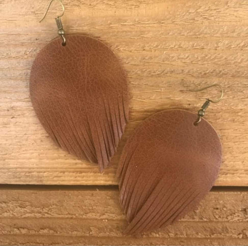 Saddle Feather Leather Earrings