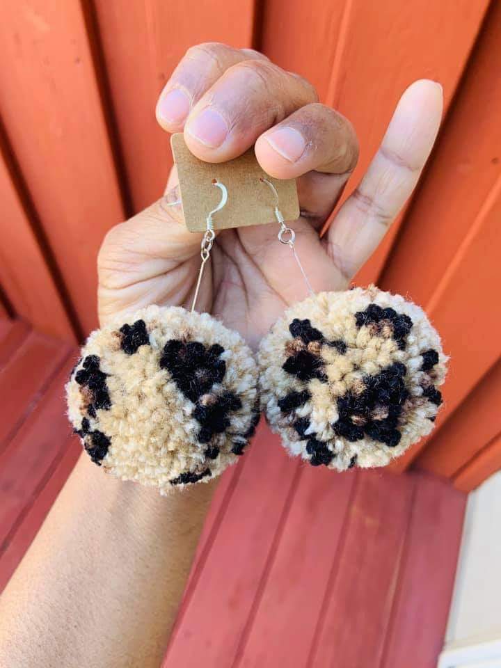 Leopard Pom Earrings