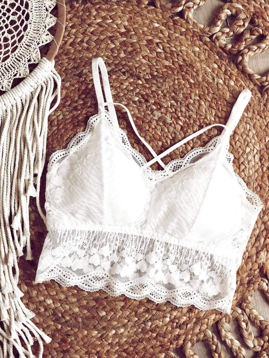 White Lace Heart Bralette