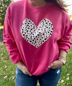 Pink Dotted Heart Sweatshirt